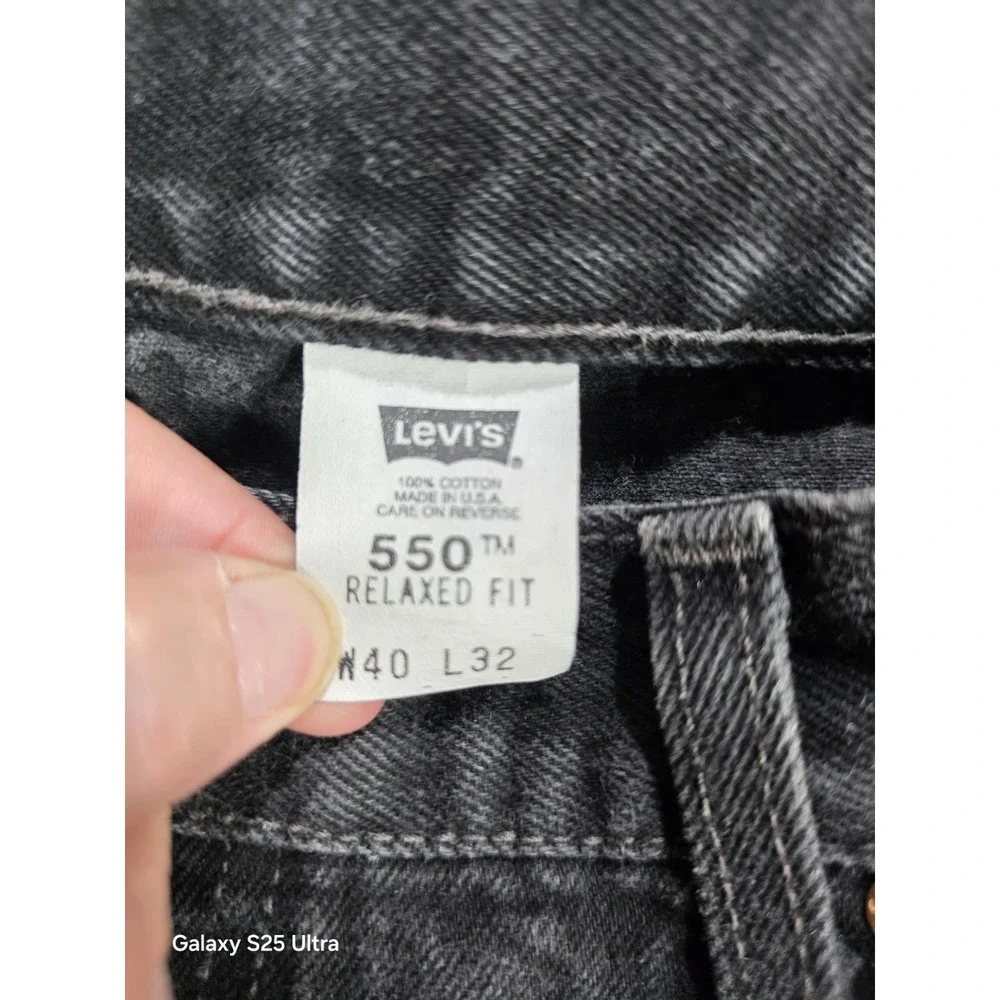 Levis Mens 550 Relaxed Fit 40x32 1999‎ 90s Y2K Black Denim Jeans